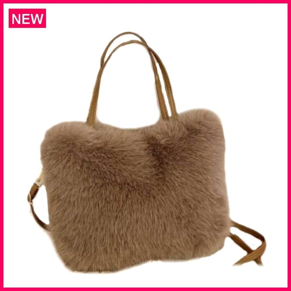 Faux Fur Mini Square Bag Crossbody Backpack Y2K Style Evening Purse
